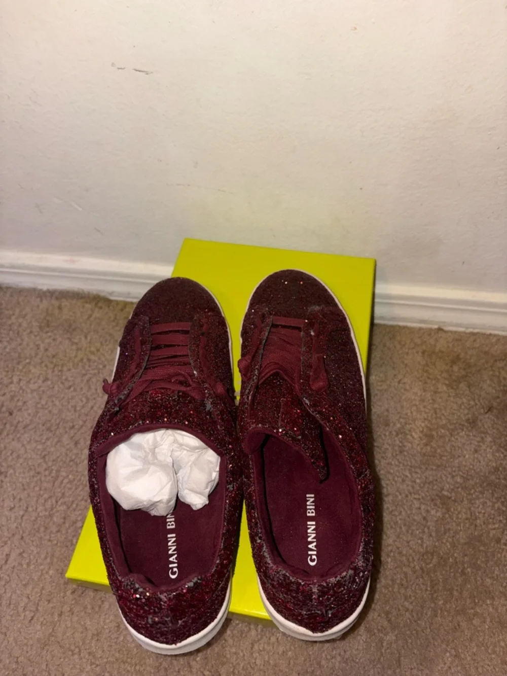 Gianni Bini Wine Glitter Low-Top Sneakers - Picture 6 of 7
